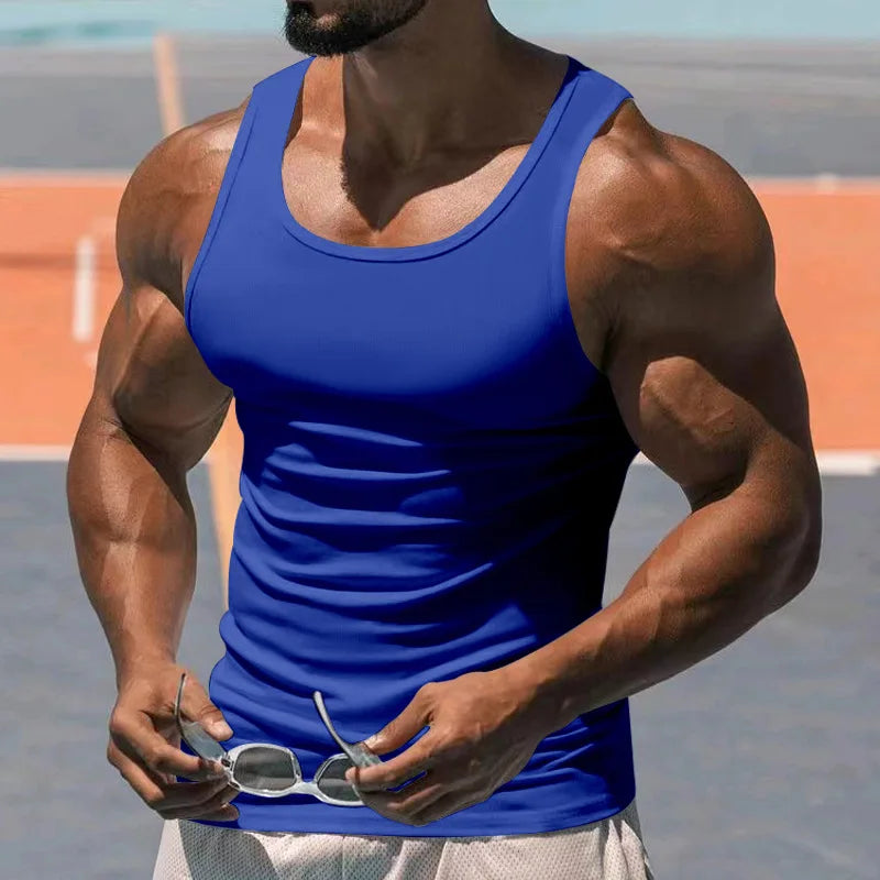 Men's Tight Vest Casual Sports Tank Tops Middle-aged Sleeveless Basic Tops Quick Drying Bodybuilding Vest Tees Fitness Training