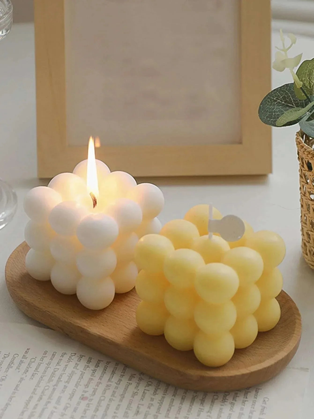 1pc Creative Ball-Shaped Soy Wax Magic Cube Aromatherapy Candle, High-End Wedding Favor Gift, Handmade Decorative Object, Decora