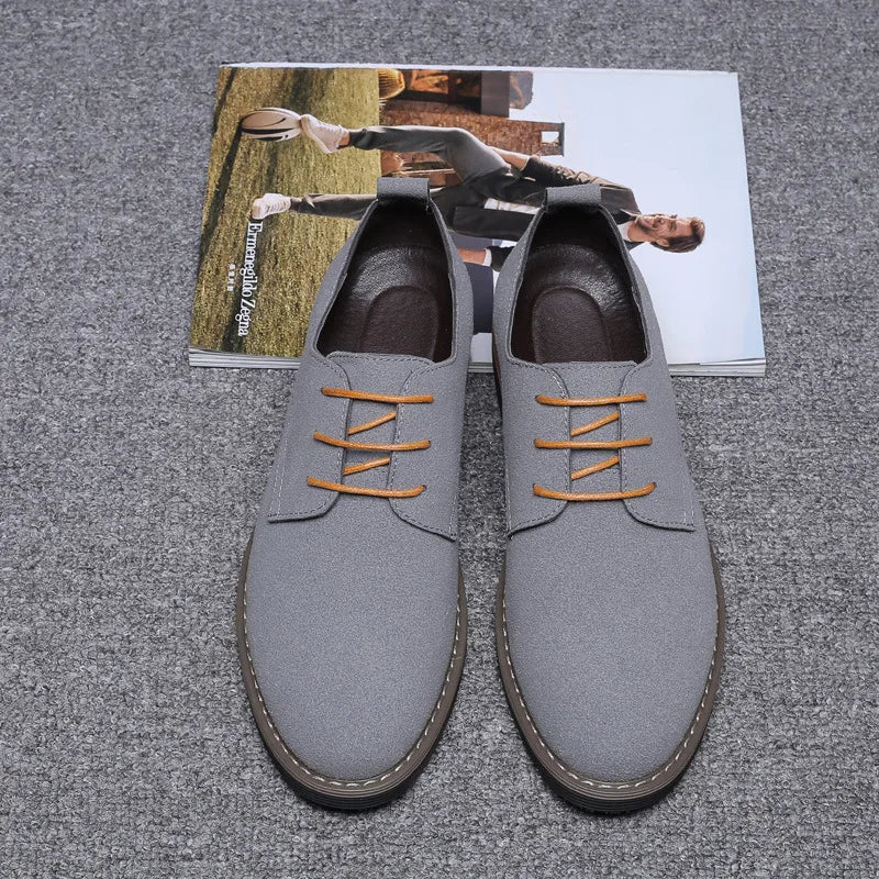 Plus Size 38-48 Men Casual Shoes Men's Suede Shoe Lace Up Blue Oxford Shoes for Men Flats Luxury Breathable Dress Shoes for Male