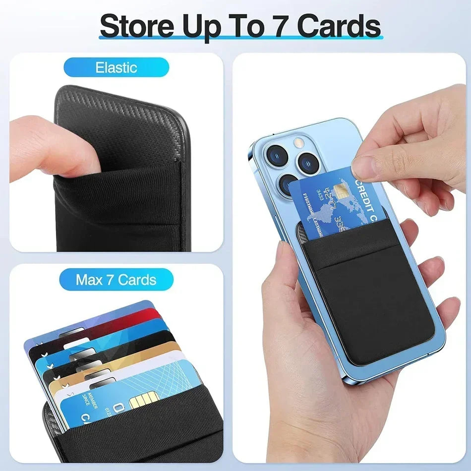 Phone Wallet Card Holder Elastic Lycra Magsafe Cardholder Compatible Magentic Wallets for IPhone 16 15 Pro Max Samsung Android