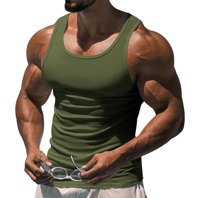 Men's Tight Vest Casual Sports Tank Tops Middle-aged Sleeveless Basic Tops Quick Drying Bodybuilding Vest Tees Fitness Training