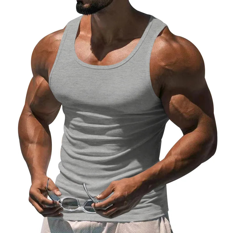 Men's Tight Vest Casual Sports Tank Tops Middle-aged Sleeveless Basic Tops Quick Drying Bodybuilding Vest Tees Fitness Training